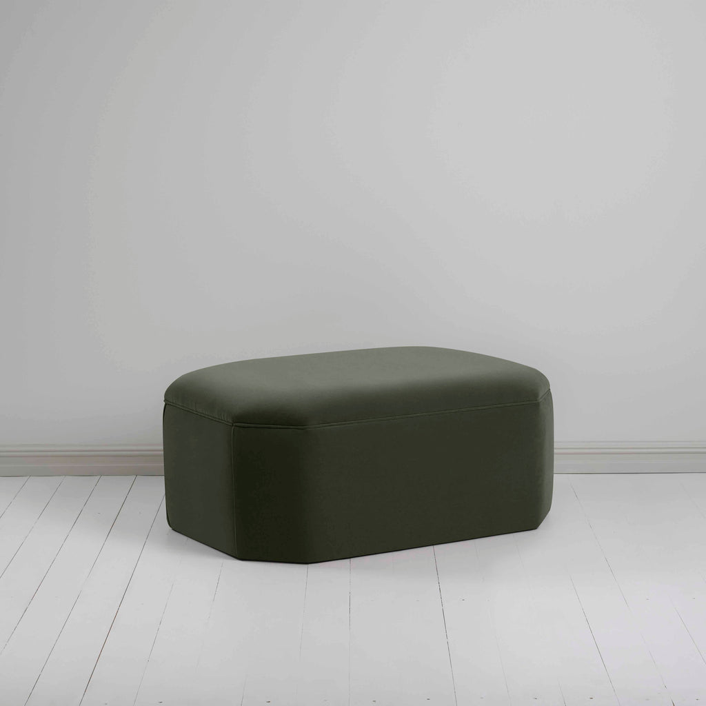 Hither Hexagonal Ottoman in Intelligent Velvet Seaweed - Nicola Harding