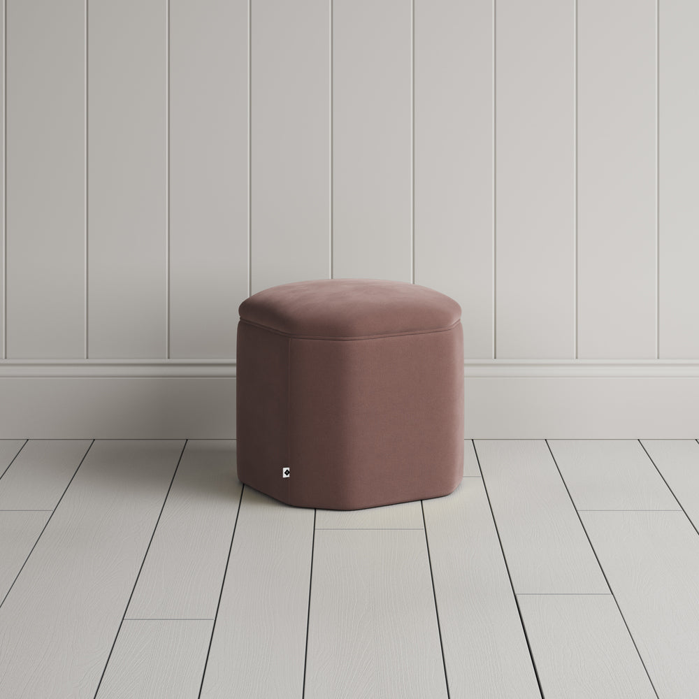 Thither Hexagonal Ottoman in Intelligent Velvet Dusky Pink - NiX