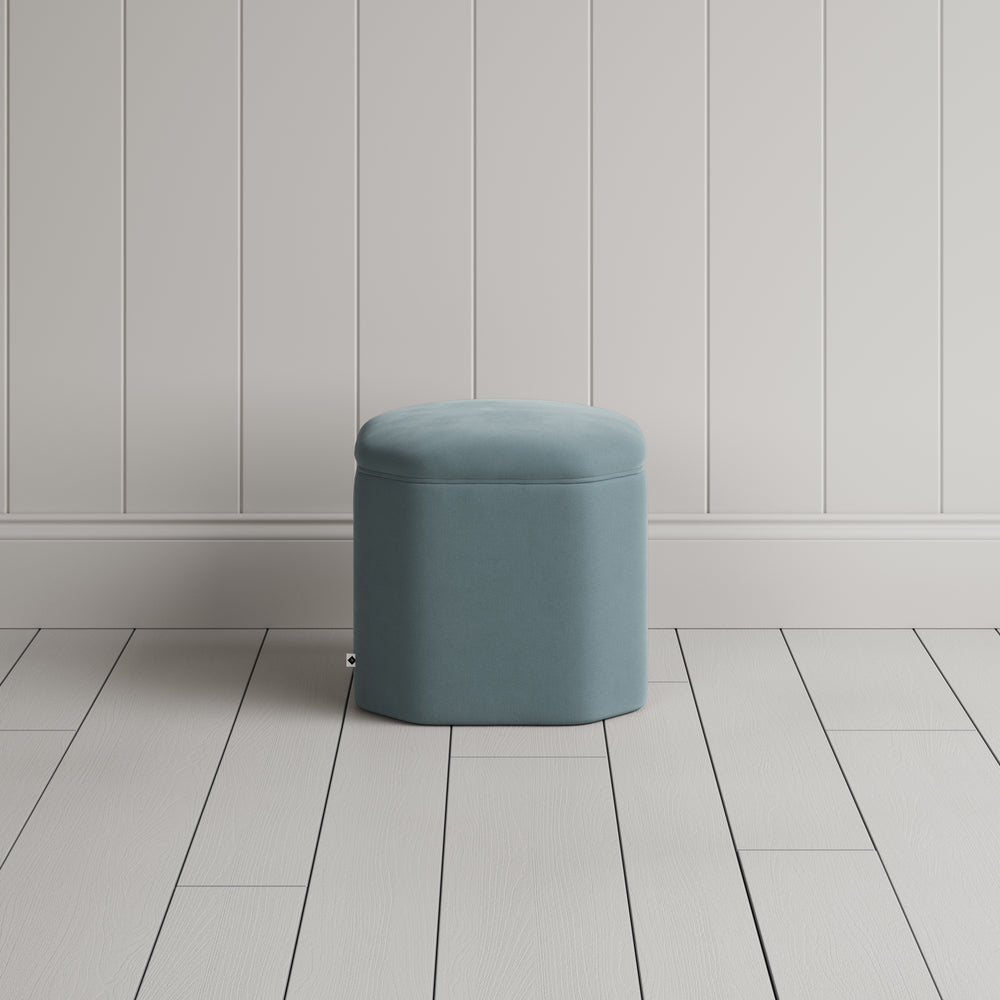 Thither Hexagonal Ottoman in Intelligent Velvet Mineral Back View - NiX