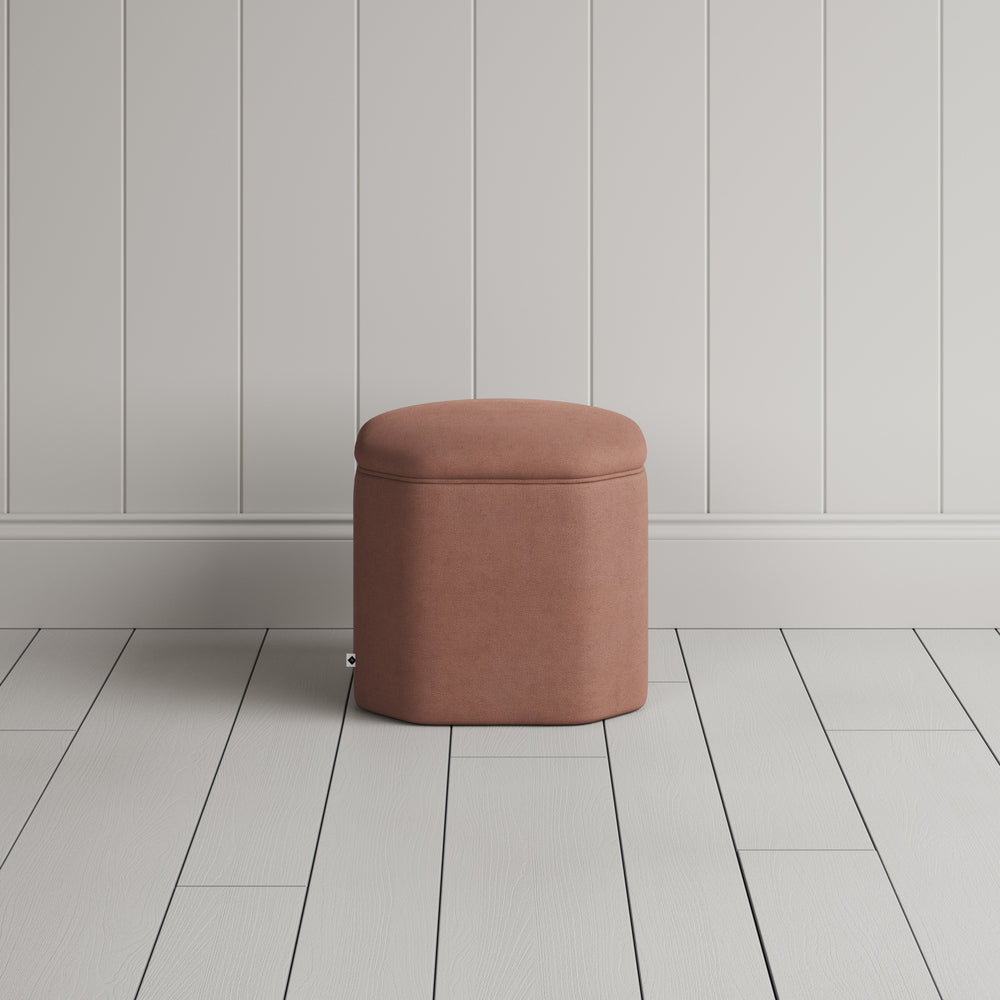 Thither Hexagonal Ottoman in Laidback Linen Roseberry Back View - NiX