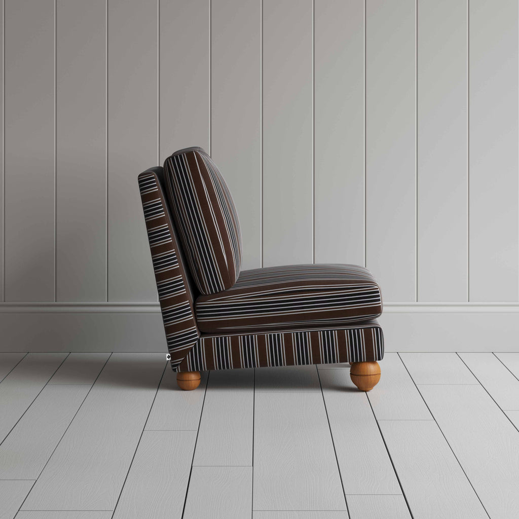 Perch Slipper Armchair in Regatta Cotton, Charcoal, Side View - NiX