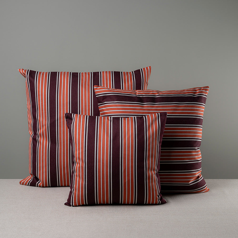 3 Different Sizes of Square Kip Cushion in Regatta Cotton, Flame - NiX By Nicola Harding & Co.