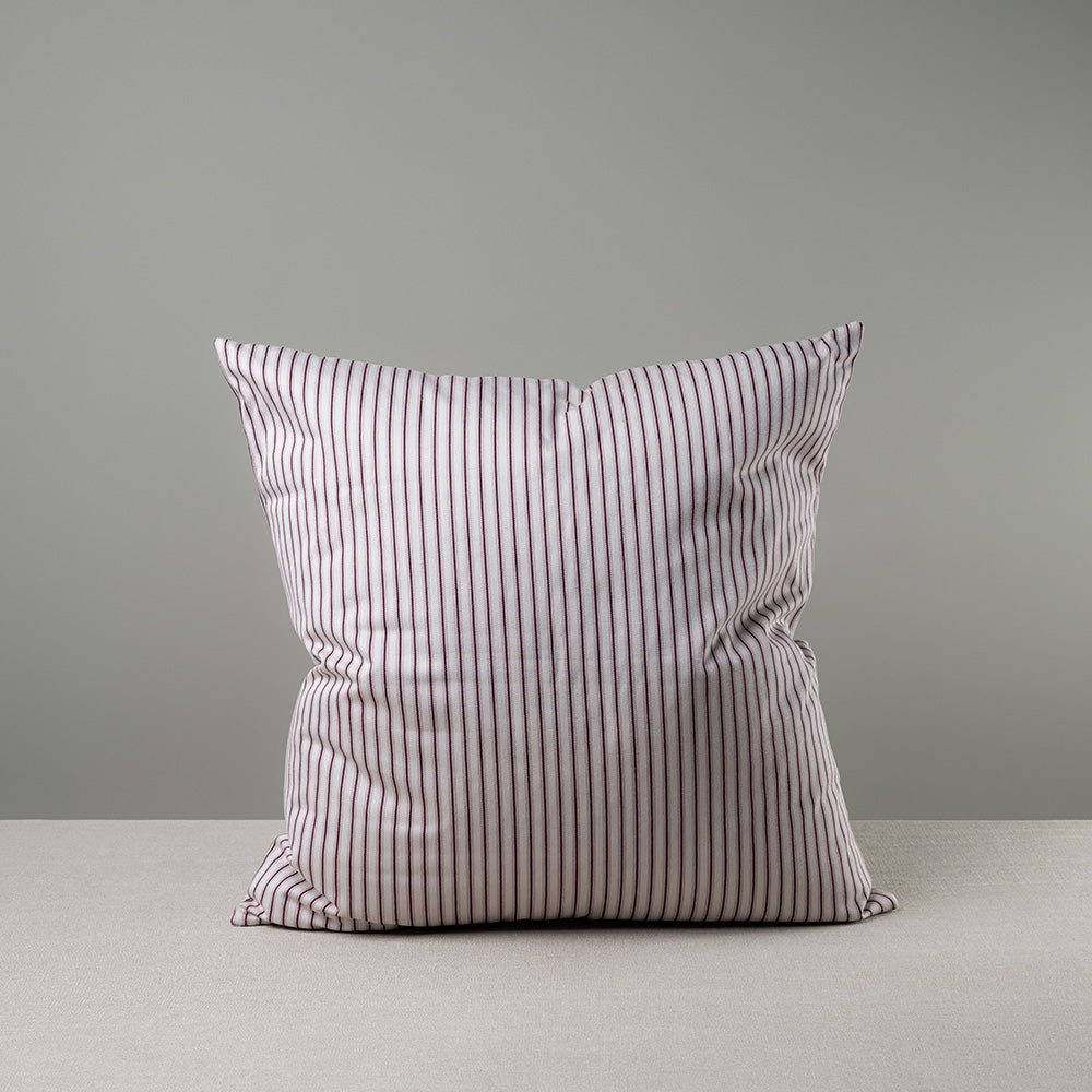 Square Kip Cushion in Ticking Cotton, Berry - By NiX