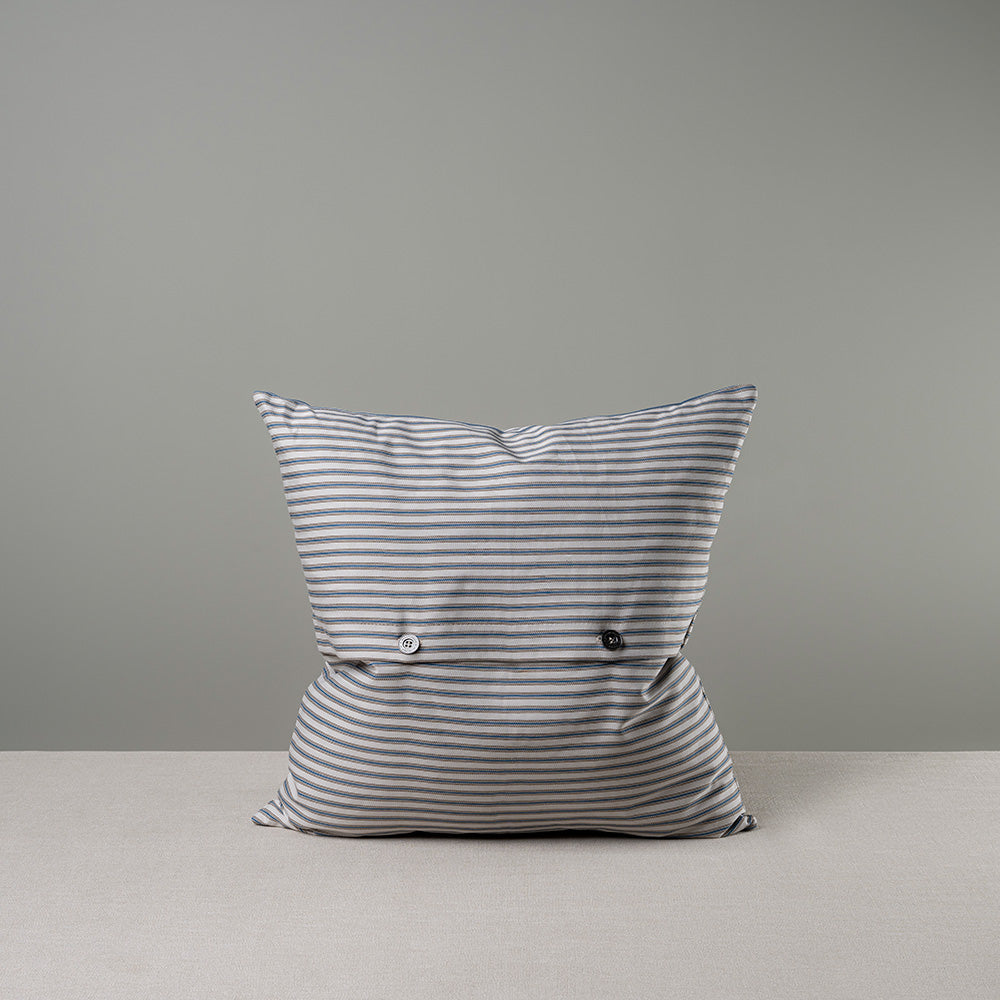 Back Side of Large Square Cushion in Ticking Cotton With 2 Buttons.
