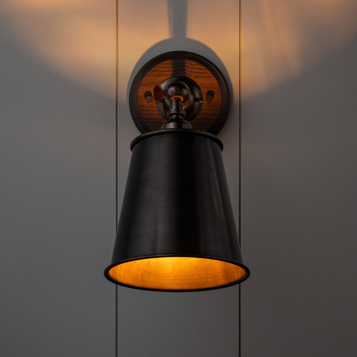Brass Wall Light Finishing With Metal Lampshade
