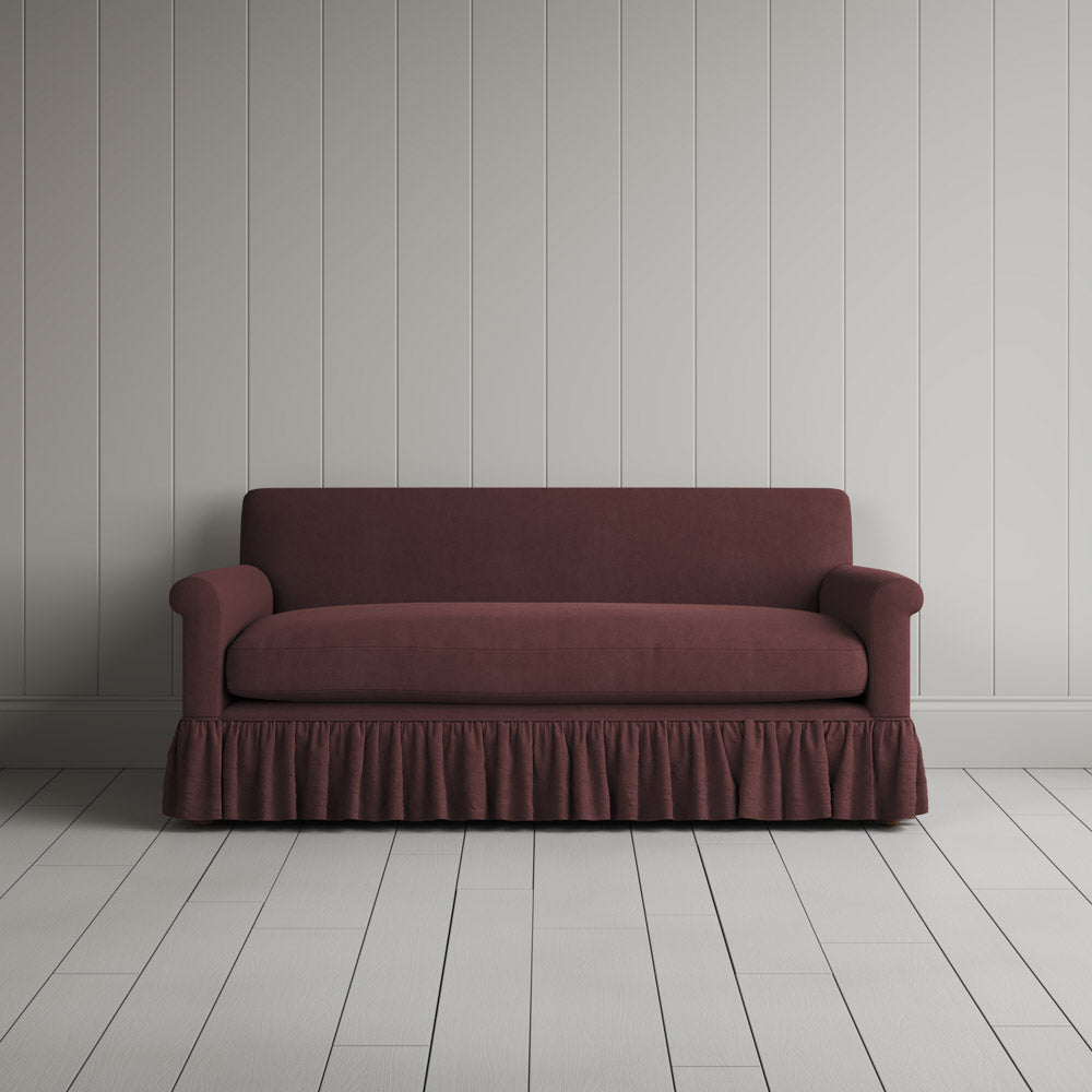  Front View of Curtain Call 2 Seater Sofa in Laidback Linen Damson 