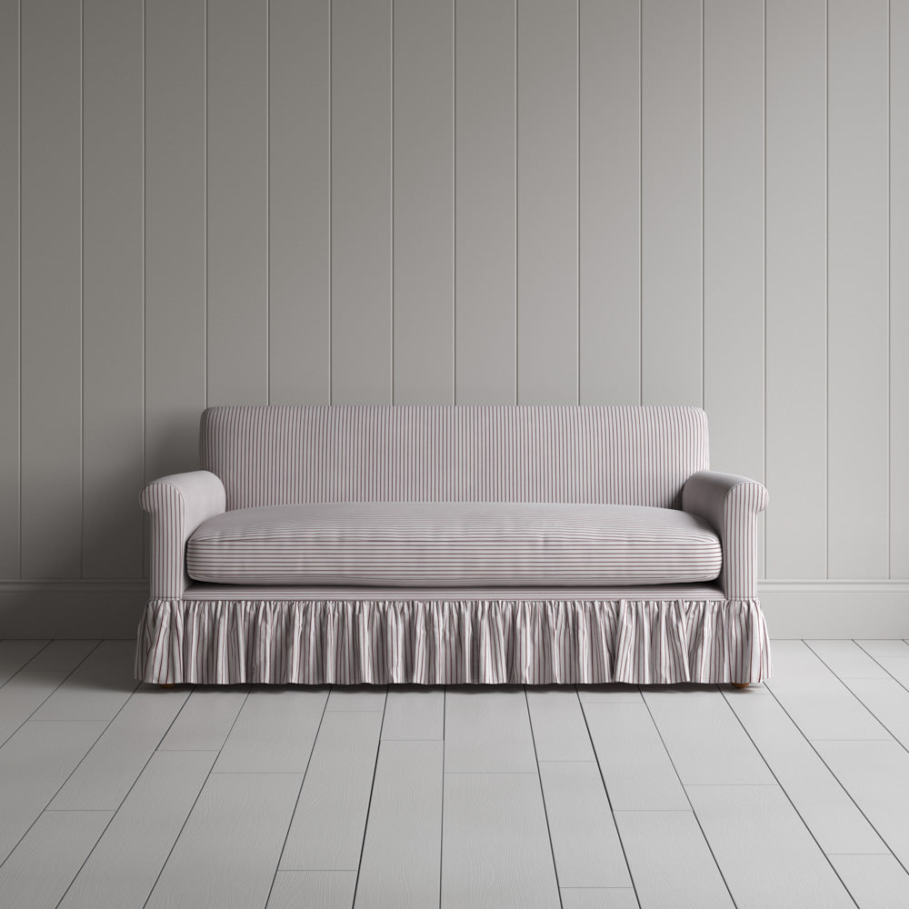 Front View of Curtain Call 2 Seater Sofa in Ticking Cotton, Berry