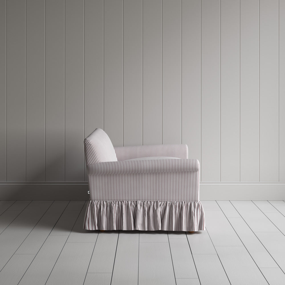  Side View of Curtain Call 2 Seater Sofa in Ticking Cotton, Berry 