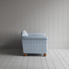 Side profile of Dolittle 2 Seater Sofa in Square Deal Cotton, Blue Brown