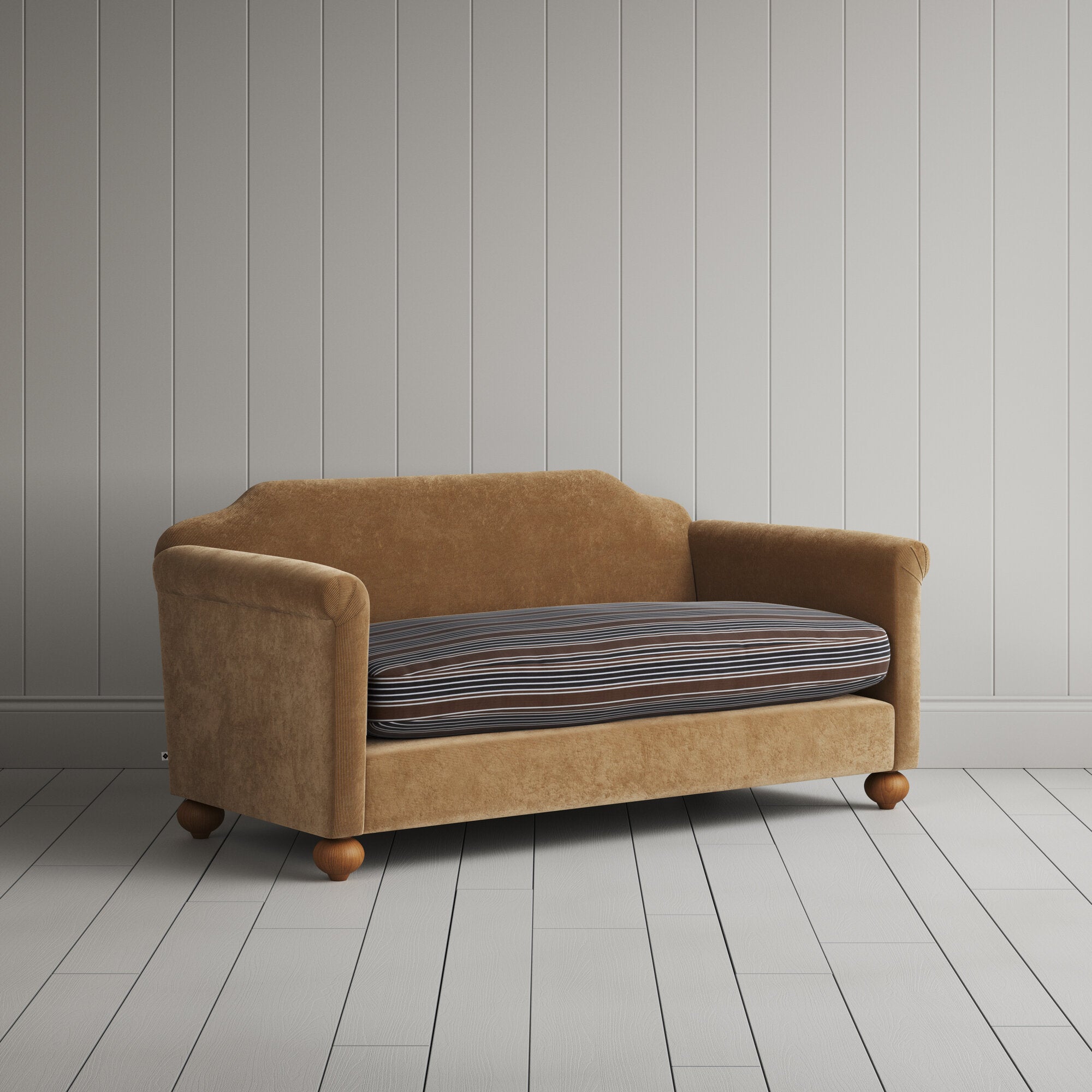  Dolittle 2 seater sofa in Classic Corduroy Stone Beige Frame and Regatta Charcoal Seat 