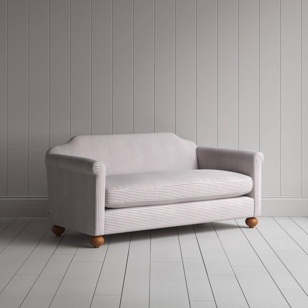 Dolittle 2 Seater Sofa in Ticking Cotton, Berry