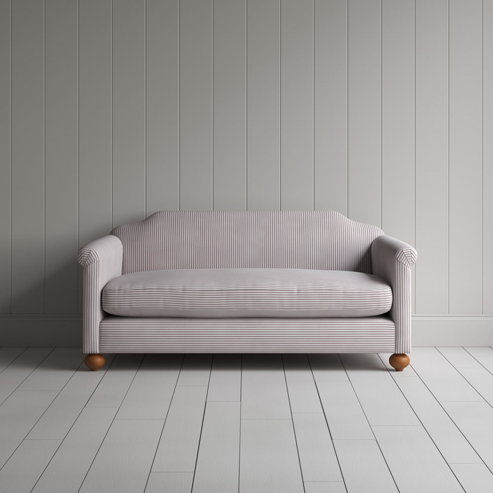  Front View of Dolittle 2 Seater Sofa in Ticking Cotton, Berry 