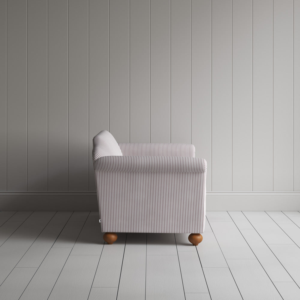 Side View of Dolittle 2 Seater Sofa in Ticking Cotton, Berry