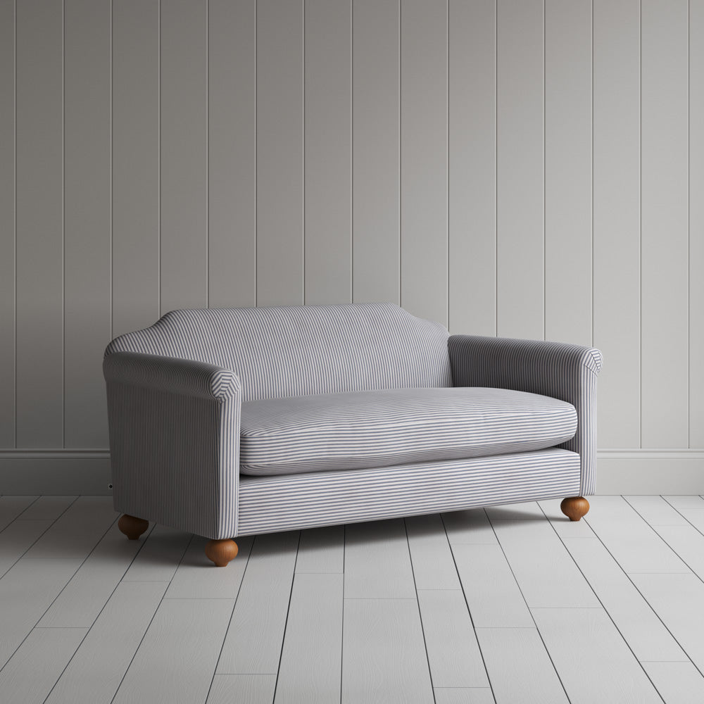  Dolittle 2 Seater Sofa in Ticking Cotton, Blue Brown 