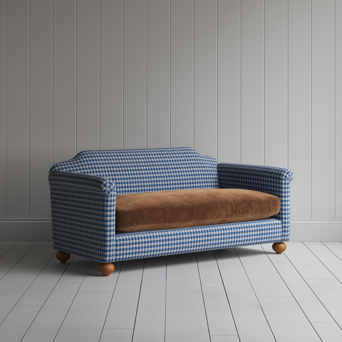 Dolittle 2 seater sofa in Well Plaid Frame and Classic Corduroy Tobacco Seat