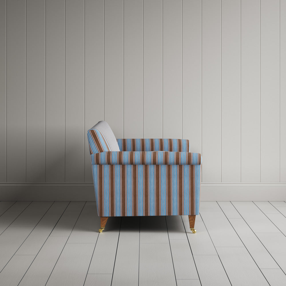 Side View of Idler 2 Seater Sofa in Regatta Cotton, Blue