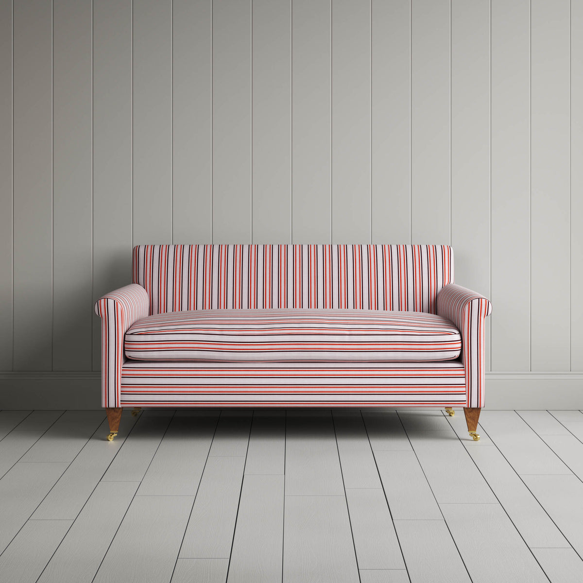 Front View of Idler 2 Seater Sofa in Slow Lane Cotton Linen, Berry