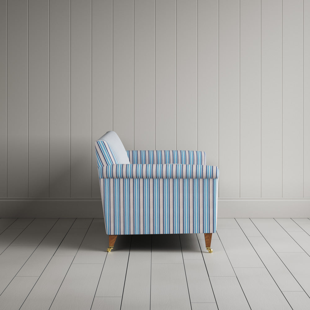  Side View of Idler 2 Seater Sofa in Slow Lane Cotton Linen, Blue 