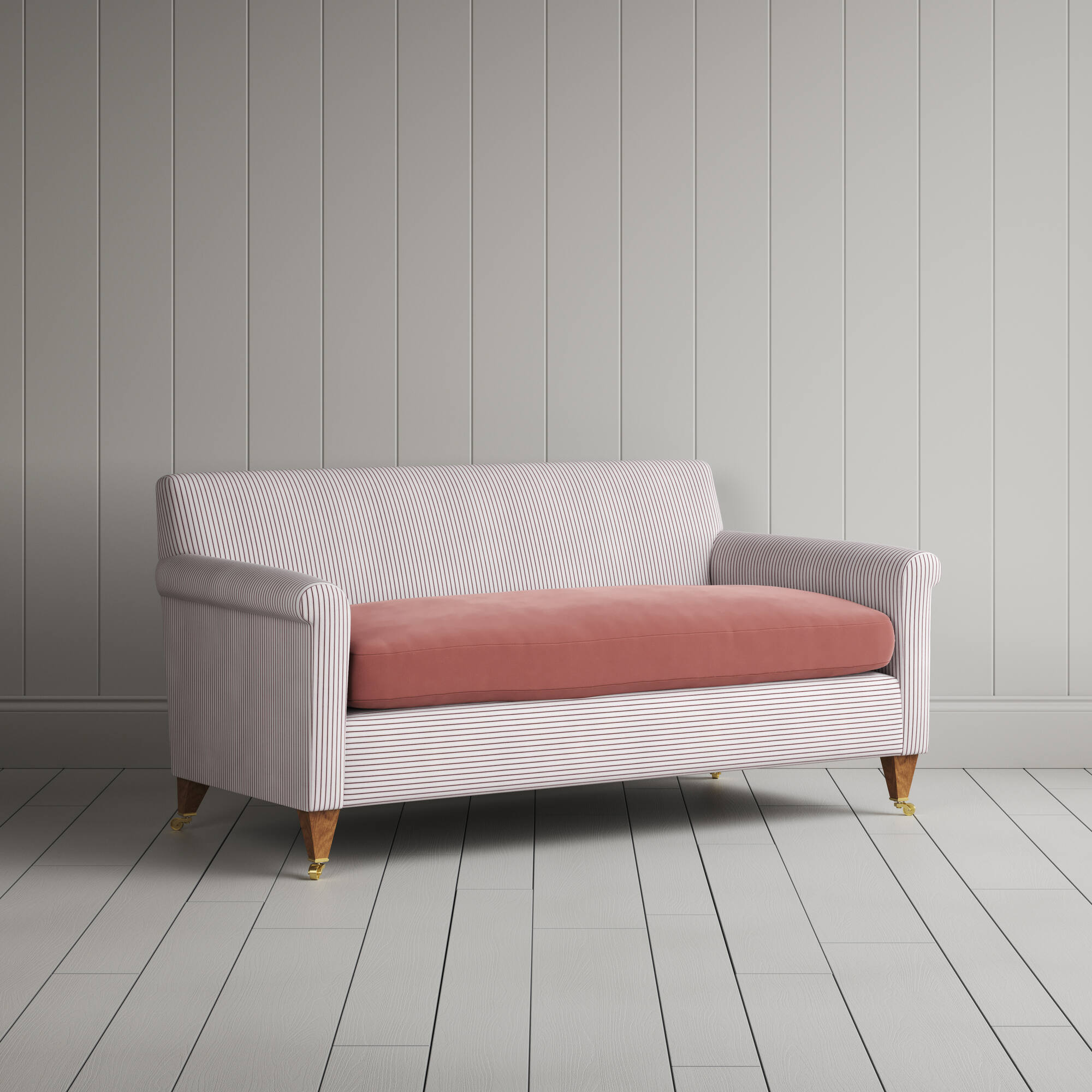  Angled view of the Ticking Berry Idler sofa by NiX 