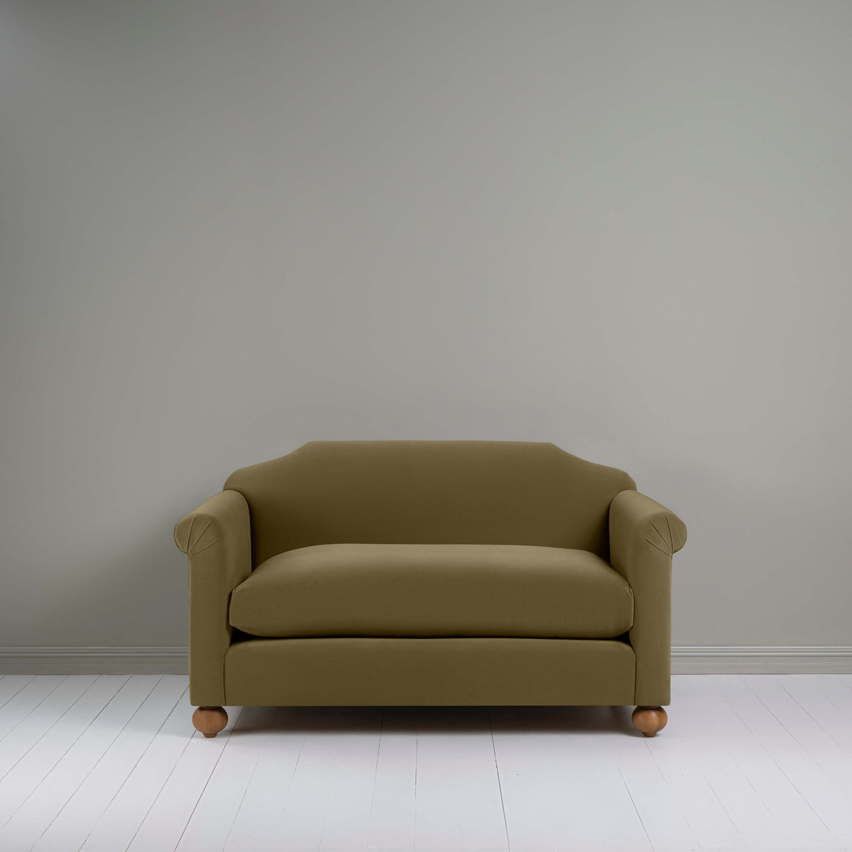 Dolittle 2 Seater Sofa in Intelligent Velvet Sepia Front View - Nicola Harding