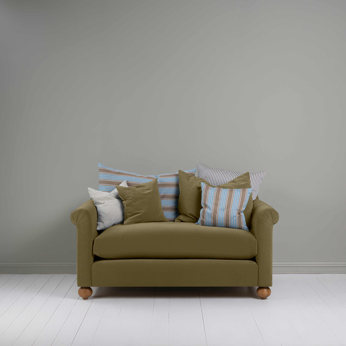 Dolittle 2 Seater Sofa in Intelligent Velvet Sepia With Cushions - Nicola Harding