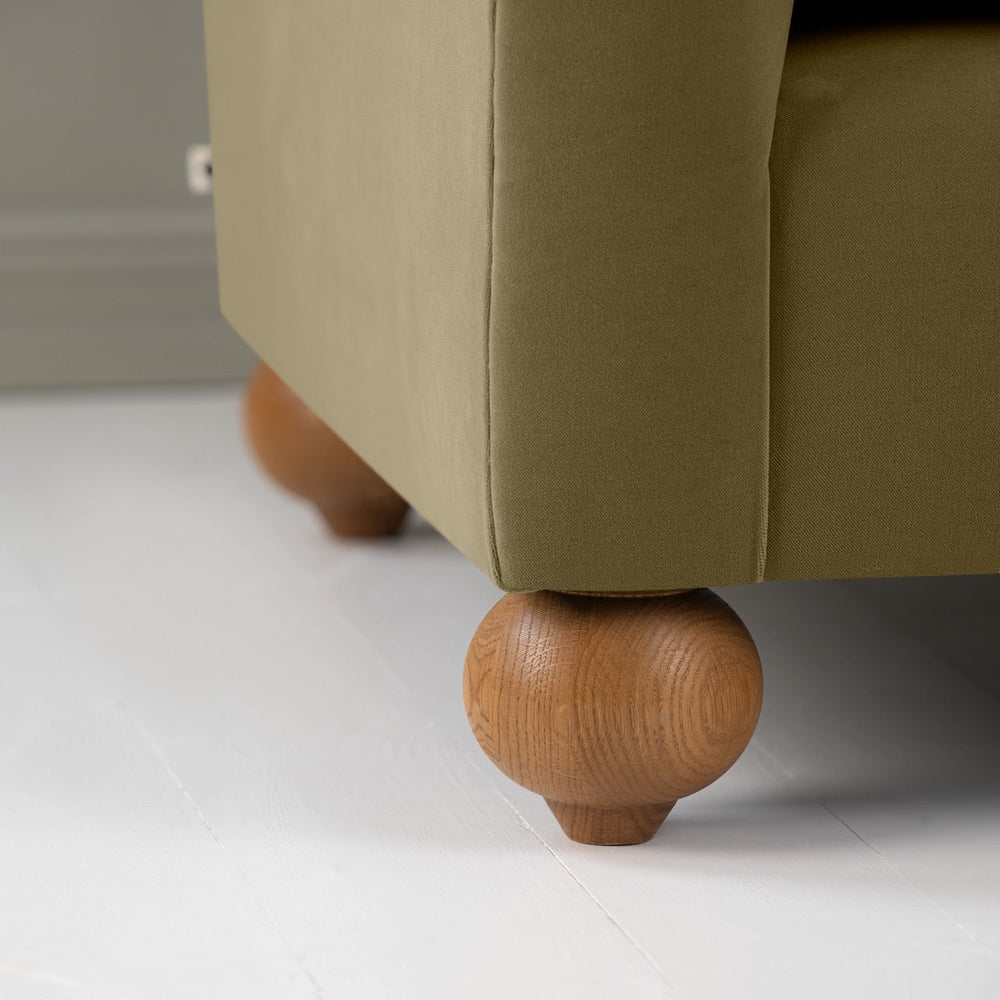 Dolittle 2 Seater Sofa in Intelligent Velvet Sepia With Round Wooden Foot - Nicola Harding