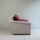 End-of-the-Line - Comfort Zone 3 Seater Sofa in Ticking Blue Brown Frame & Laidback Linen Midnight Seat