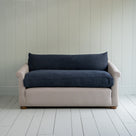 End-of-the-Line - Comfort Zone 3 Seater Sofa in Ticking Blue Brown Frame & Laidback Linen Midnight Seat