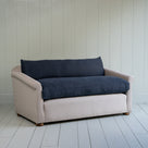 End-of-the-Line - Comfort Zone 3 Seater Sofa in Ticking Blue Brown Frame & Laidback Linen Midnight Seat