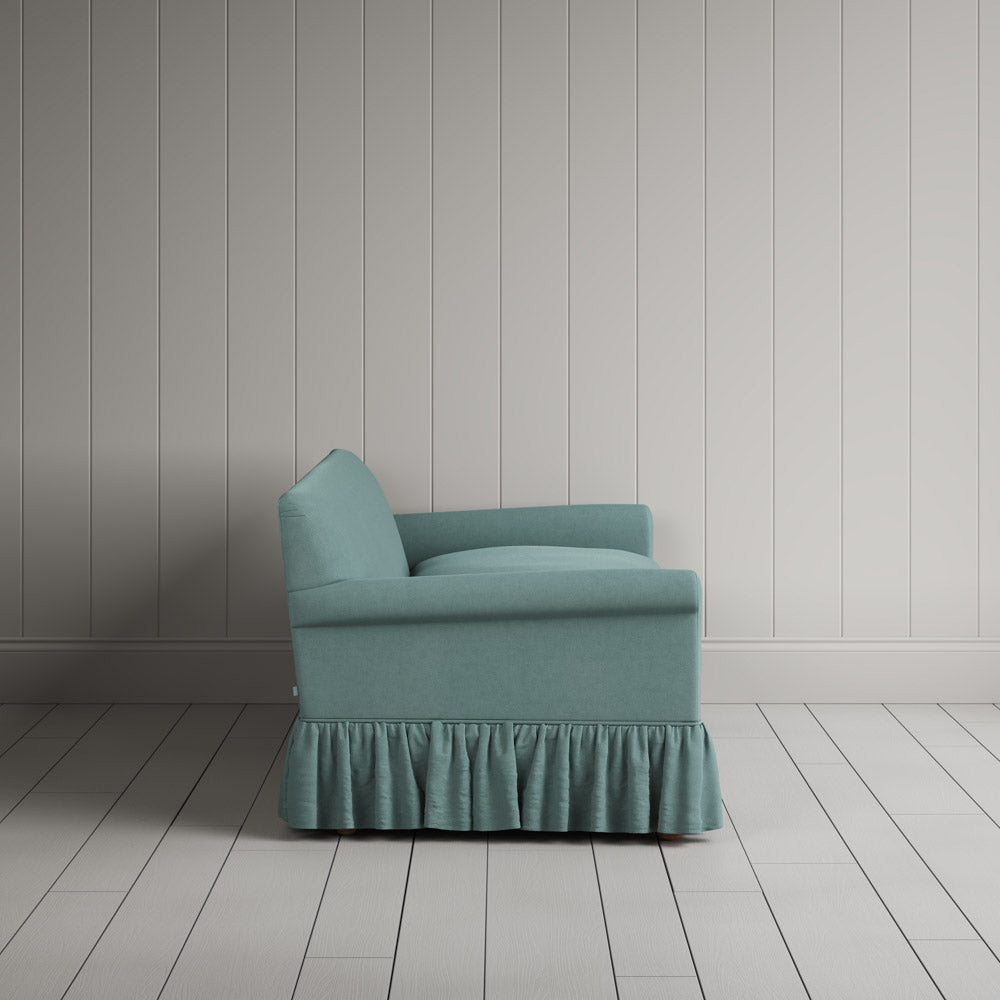  Side View of Curtain Call 3 Seater Sofa in Laidback Linen Cerulean 