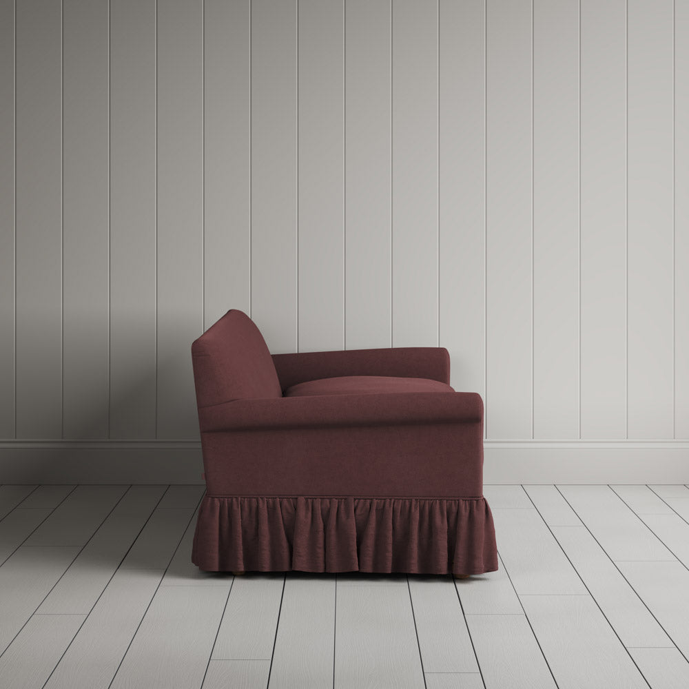 Side View of Curtain Call 3 Seater Sofa in Laidback Linen Damson