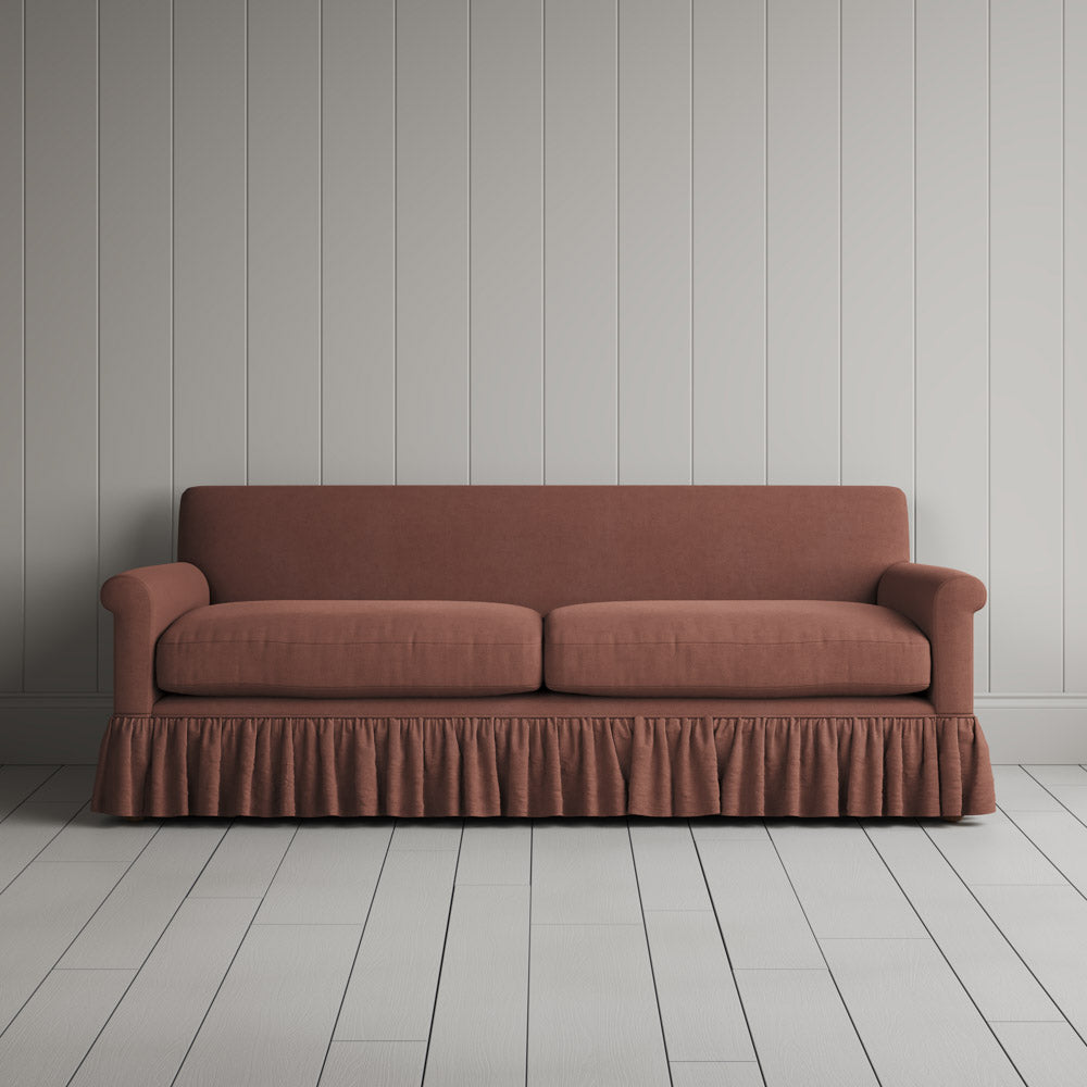  Front View of Curtain Call 3 Seater Sofa in Laidback Linen Sweet Briar 
