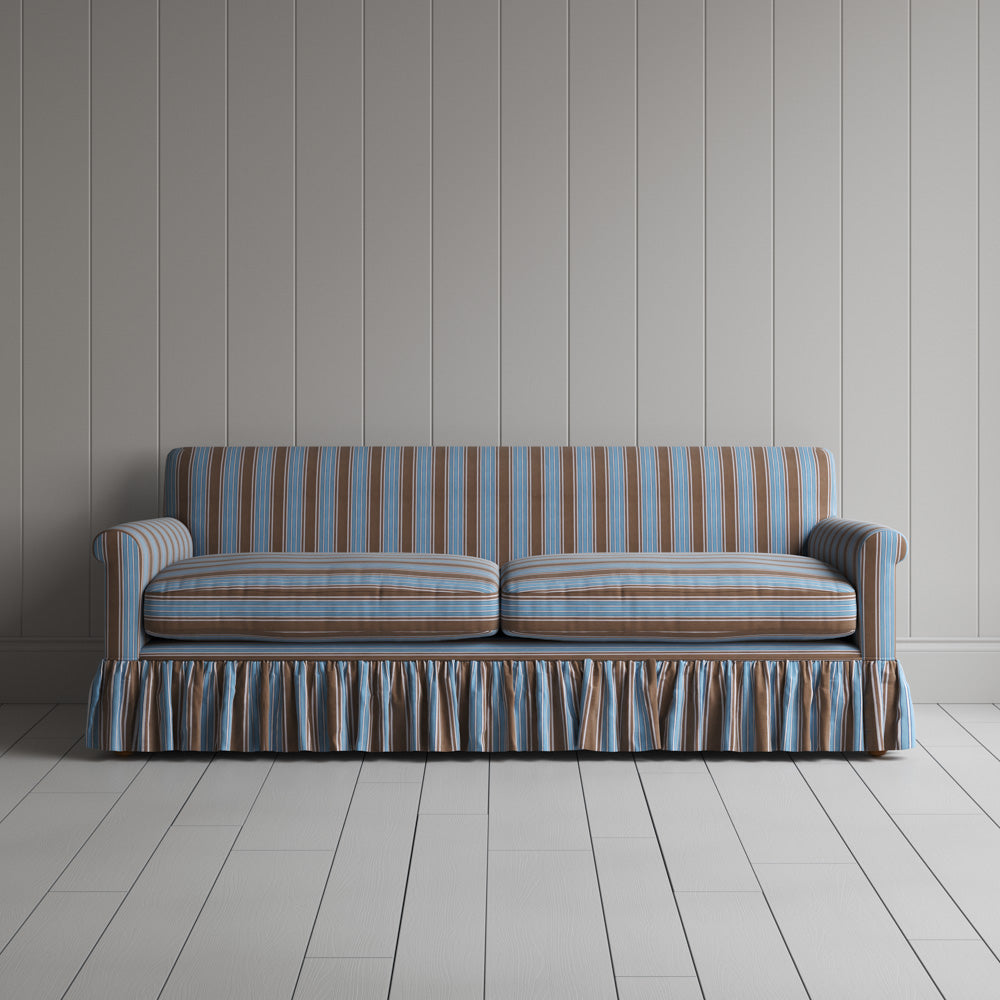  Front View of Curtain Call 3 Seater Sofa in Regatta Cotton, Blue 