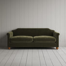 Dolittle 3 seater sofa in Caper Classic Corduroy, an olive green UK handmade Art Deco settee.