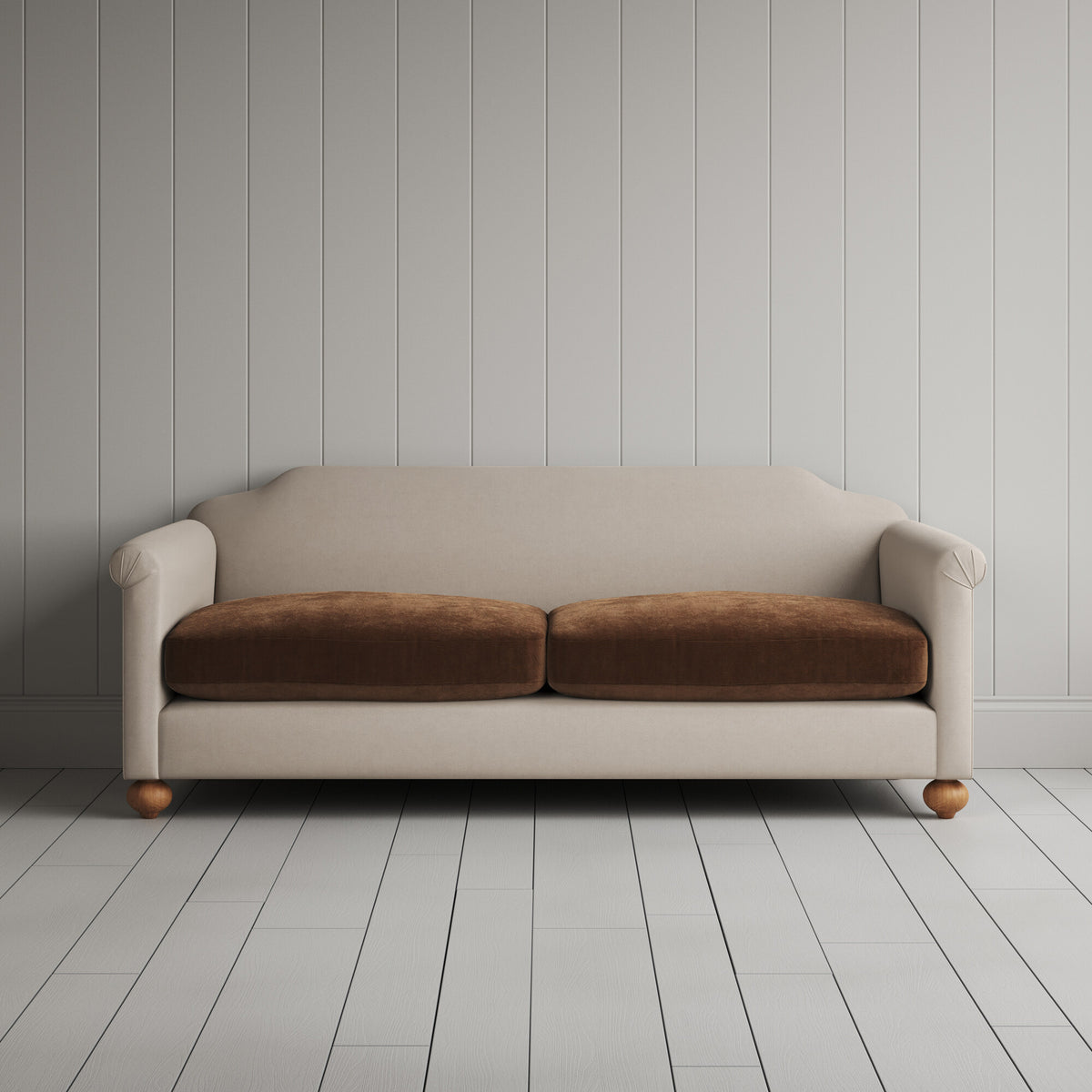 Dolittle 3 seater sofa in Laidback Linen Dove Frame and Classic Corduroy Tobacco Seat