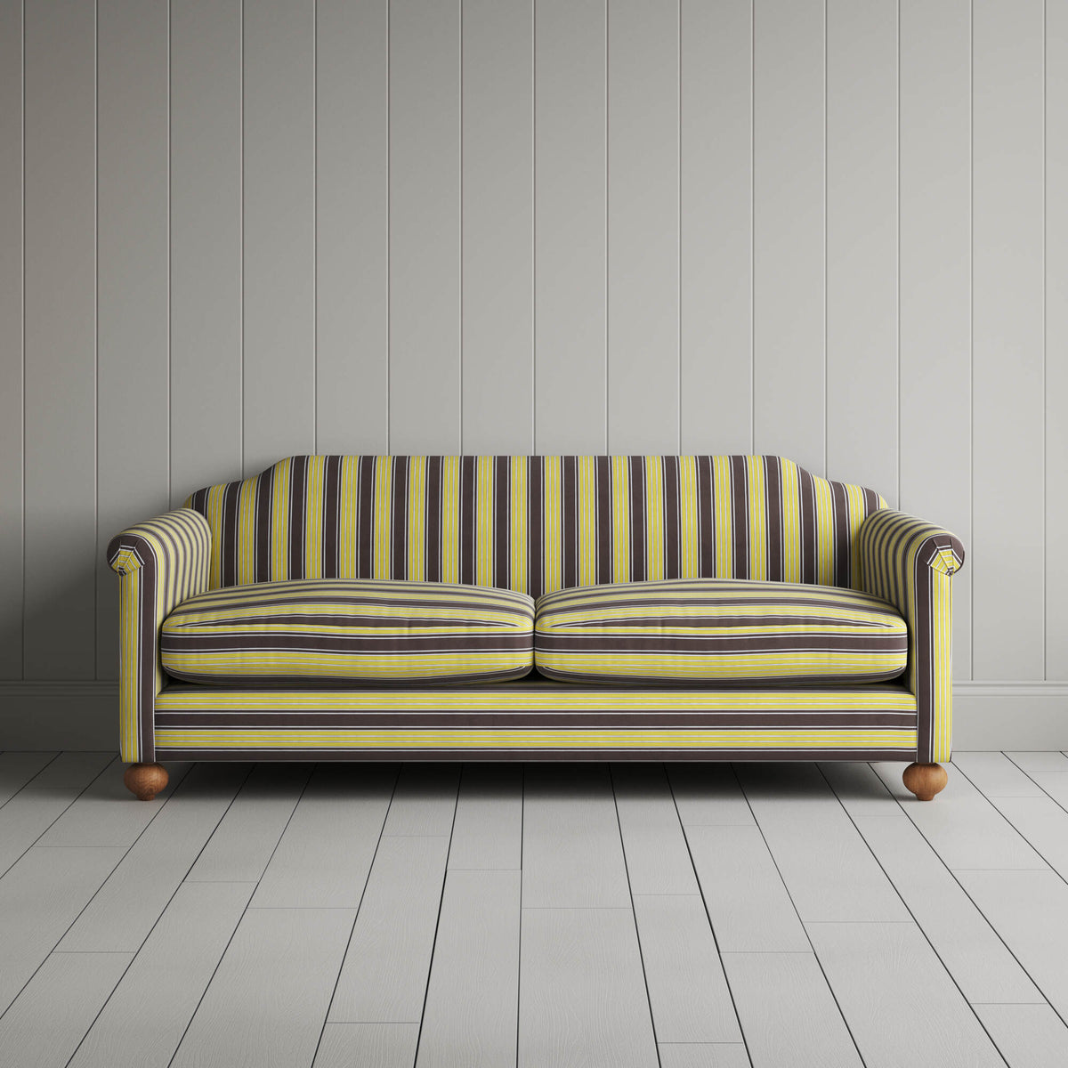 Front View of Dolittle 3 Seater Sofa in Regatta Cotton, Custard
