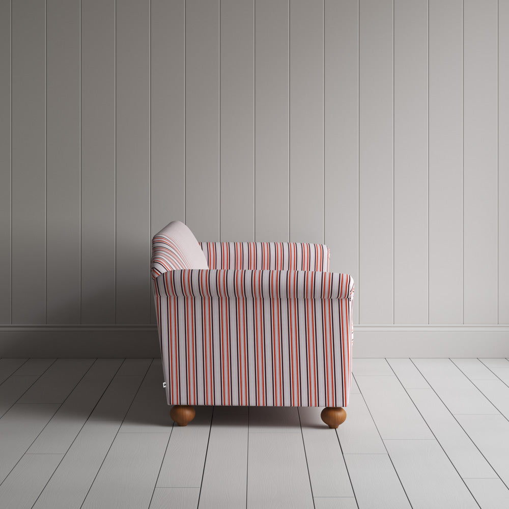Side profile of Dolittle 3 Seater Sofa in Slow Lane Cotton Linen, Berry