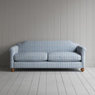 Front View of Dolittle 3 Seater Sofa in Square Deal Cotton, Blue Brown