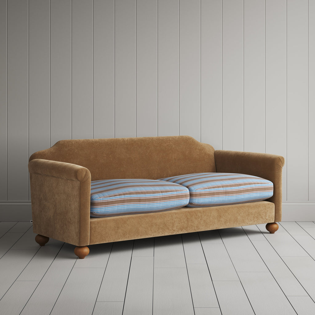  Dolittle 3 seater sofa in Classic Corduroy Stone Beige Frame and Regatta Cotton Blue Seat 