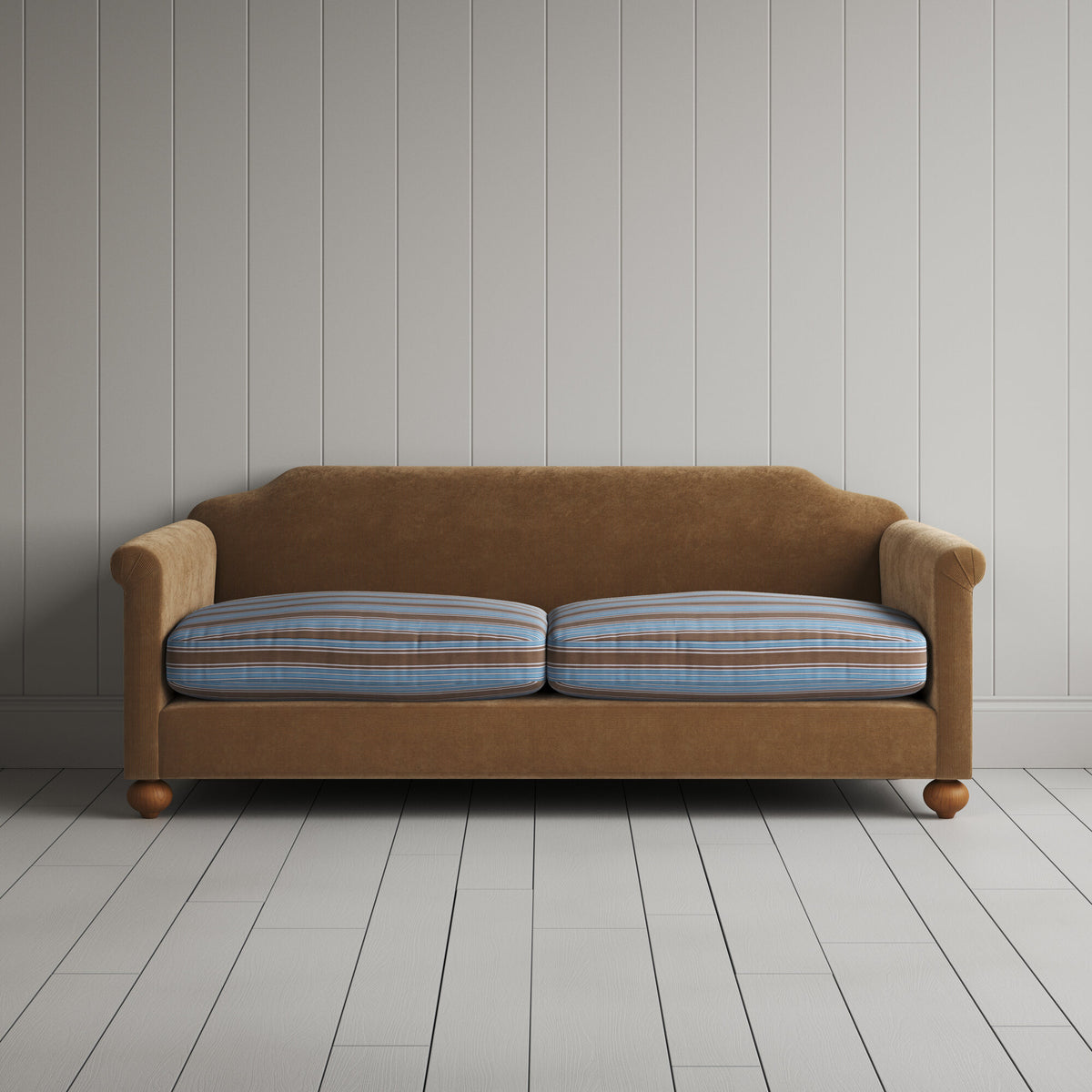 Dolittle 3 seater sofa in Classic Corduroy Stone Beige Frame and Regatta Cotton Blue Seat
