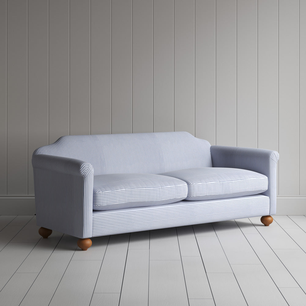  Dolittle 3 Seater Sofa in Ticking Cotton, Aqua Brown 