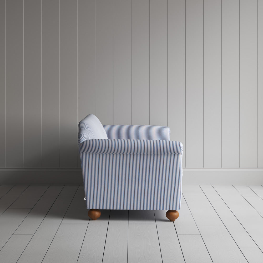  Side profile of Dolittle 3 Seater Sofa in Ticking Cotton, Aqua Brown 