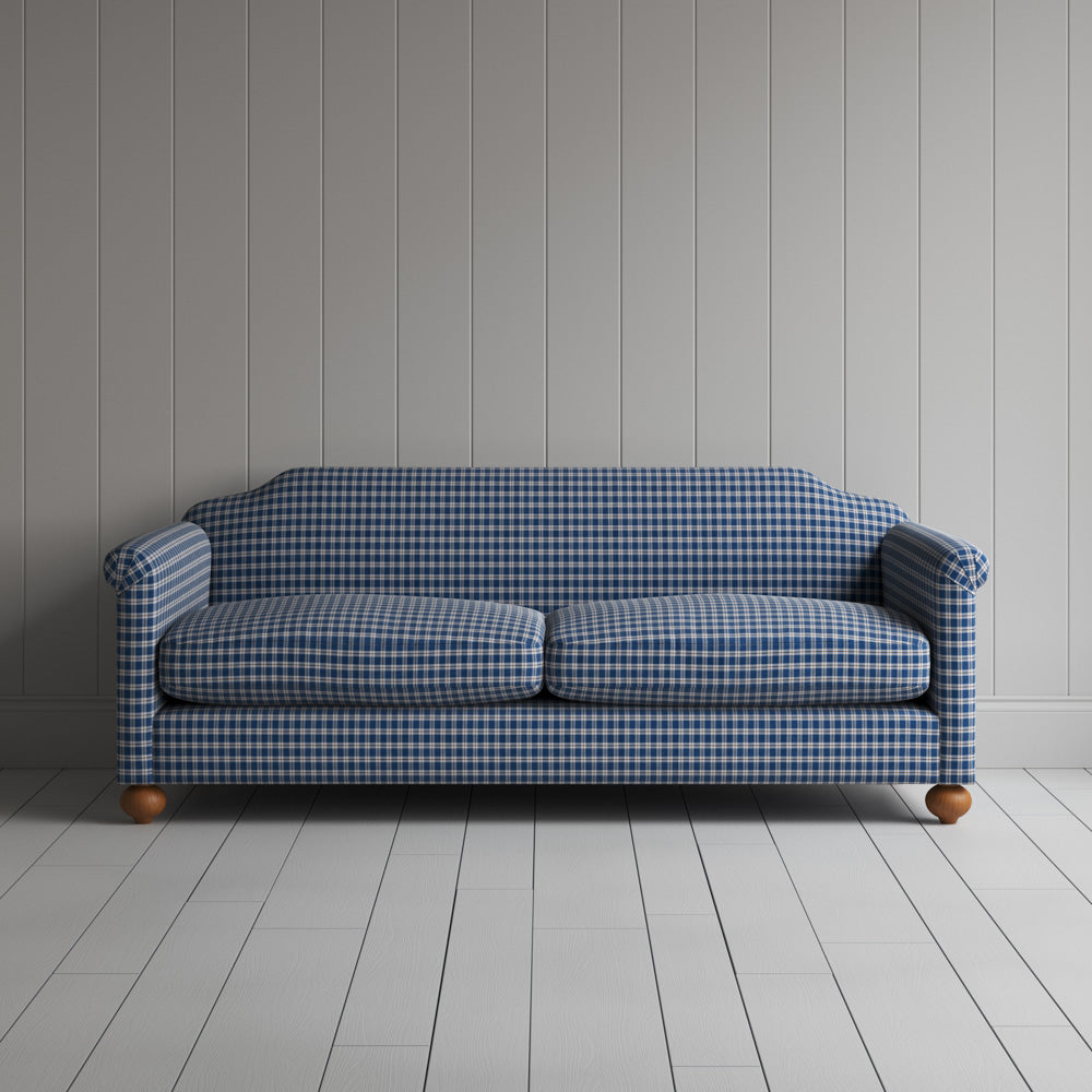  Front View of Dolittle 3 Seater Sofa in Well Plaid Cotton, Blue Brown 