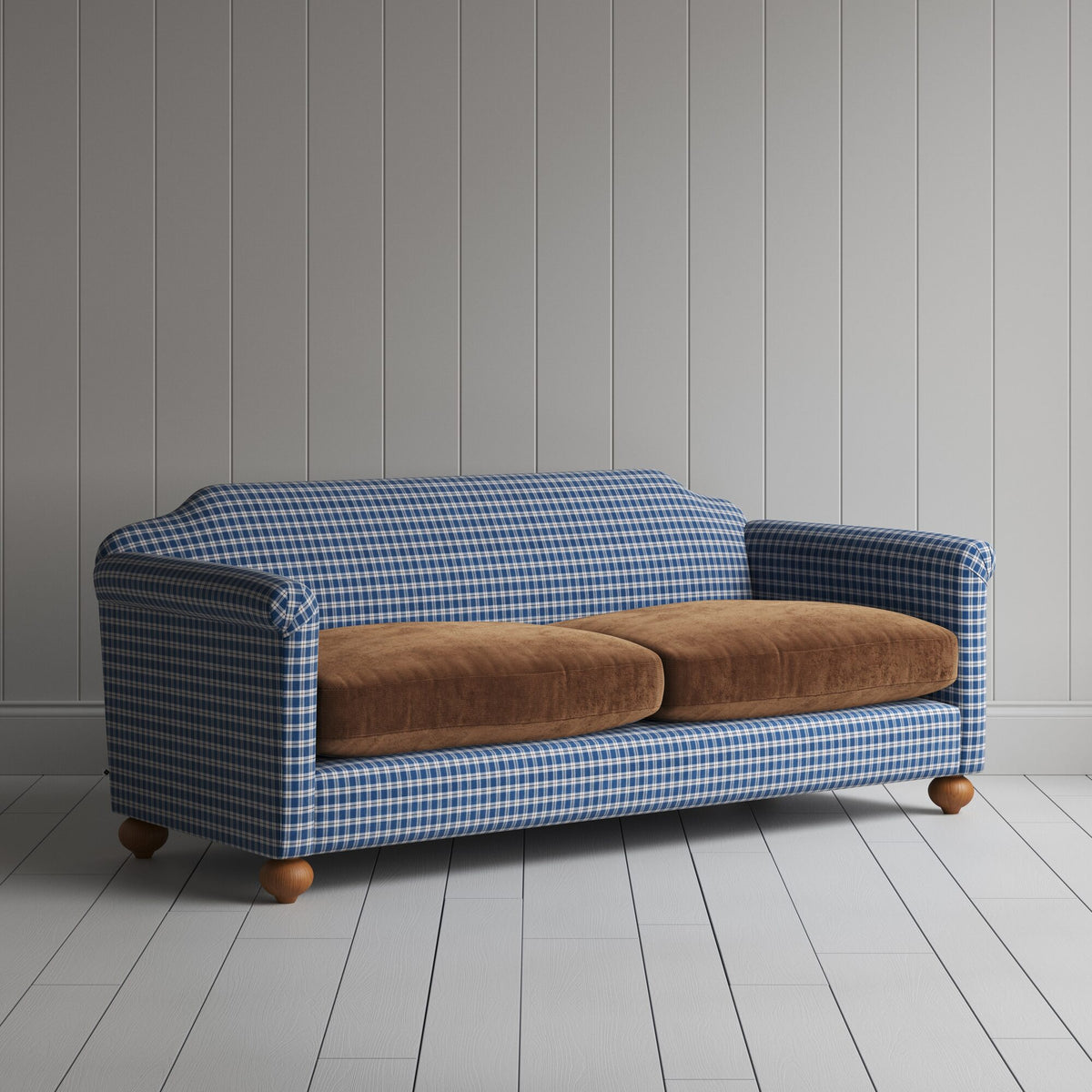 Dolittle 3 seater sofa in Well Plaid Frame and Classic Corduroy Tobacco Seat