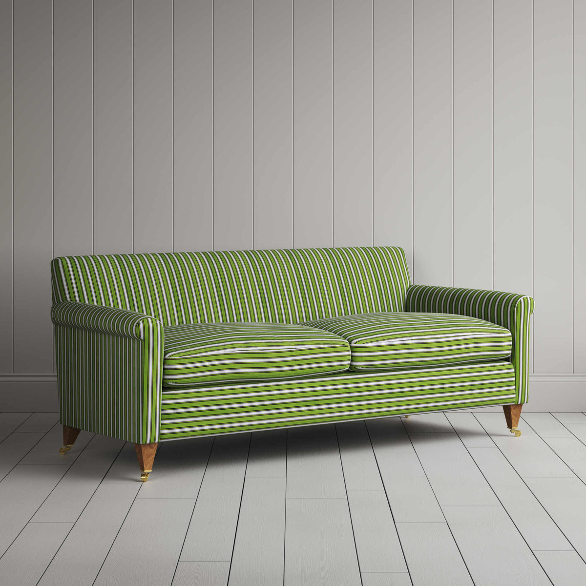Idler 3 Seater Sofa in Colonnade Cotton, Green and Wine
