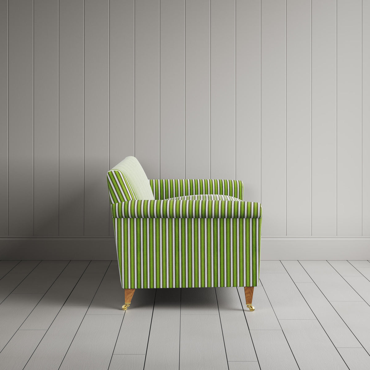Idler 3 Seater Sofa in Colonnade Cotton, Green and Wine