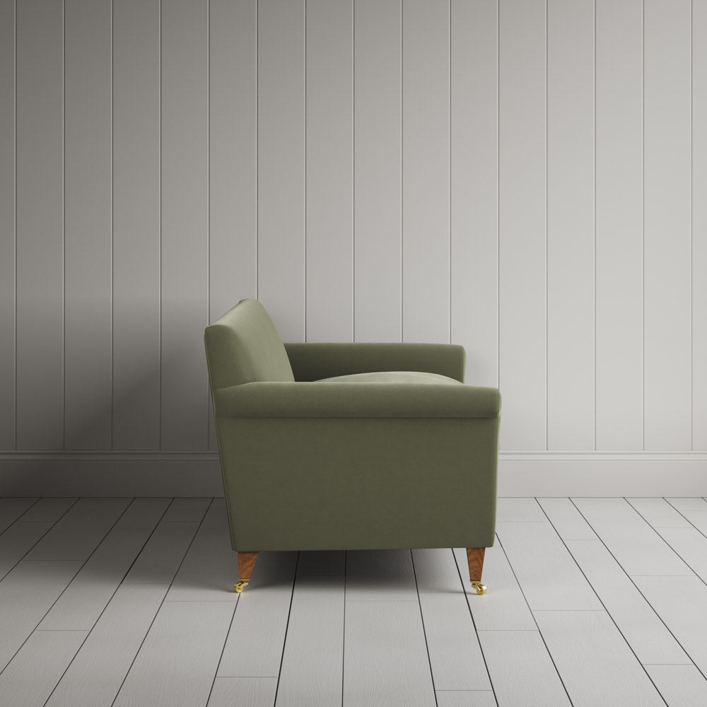 Side profile of Idler 3 Seater Sofa in Intelligent Velvet Green Tea