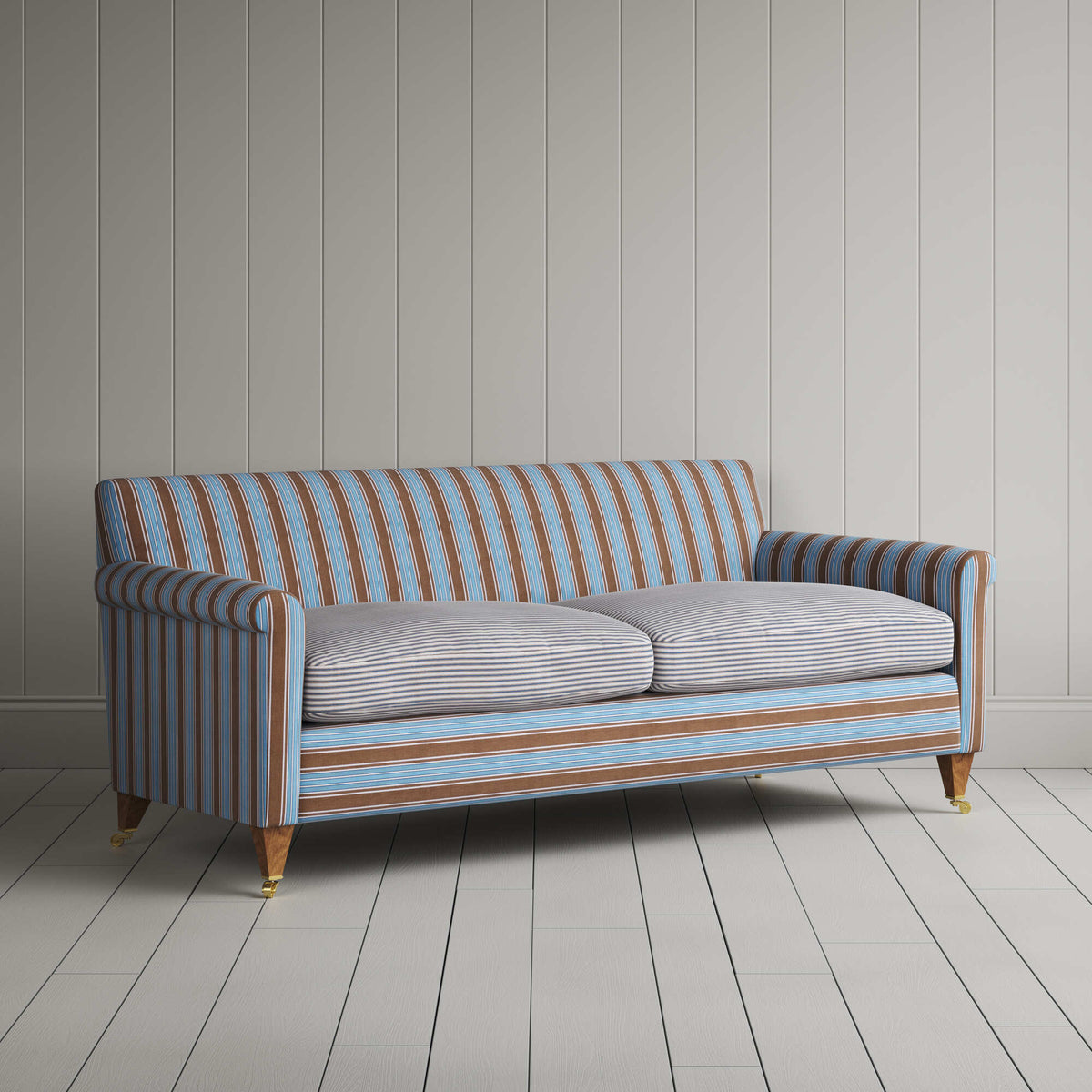 Angled view of the Regatta Blue Idler sofa by NiX