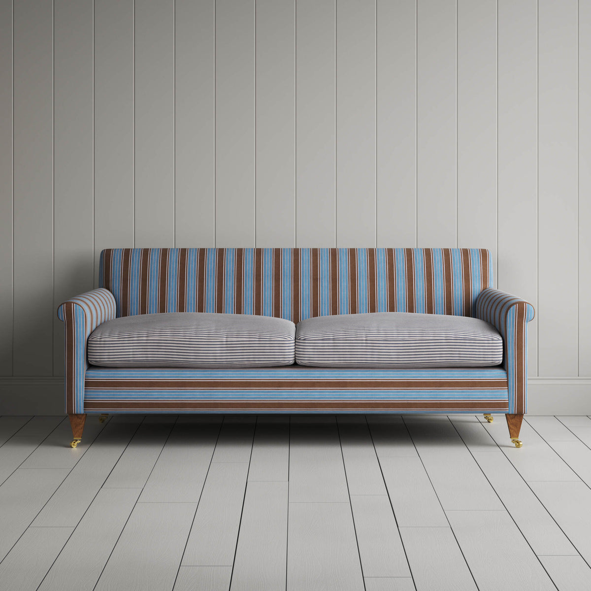 Front view of the Idler 3 seater sofa by Nicola Harding