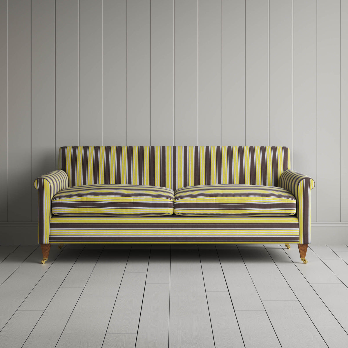 Front View of Idler 3 Seater Sofa in Regatta Cotton, Custard